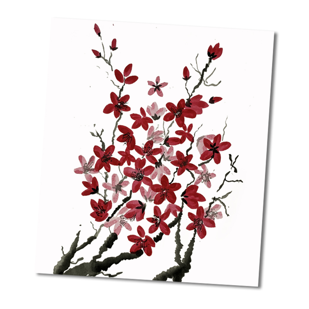 One Stroke Painting on Paper DIY Kit Red Blossom by Penkraft